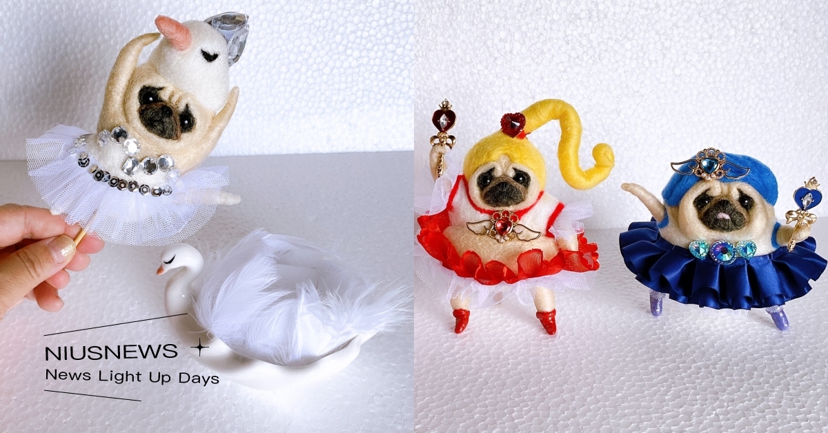 迷因狗化身月光仙子、恰吉？日「巴哥犬」羊毛氈藝術家爆紅，超囧表情兔女郎推出秒賣光 巴哥犬、羊毛氈、巴哥犬羊毛氈、手工藝、pughanashop、羊毛フェルトパグとHANAの店、日本手作、手作